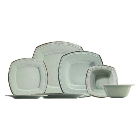 Pearl Porselen Dot Line Yeşil 12 Kişilik 48 Parça Kare Yemek Takımı