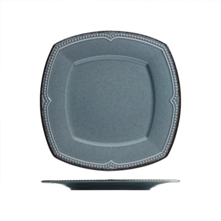 Pearl Porselen Dot Line Mavi 12 Kişilik 48 Parça Kare Yemek Takımı