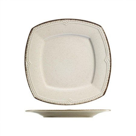 Pearl Porselen Dot Line Tarçın 12 Kişilik 48 Parça Kare Yemek Takımı