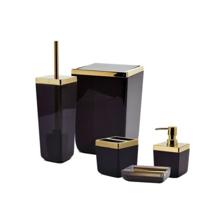 Primanova Toskana Banyo Seti/ Şeffaf Siyah-Altın Çerçeve M-SAS01-25