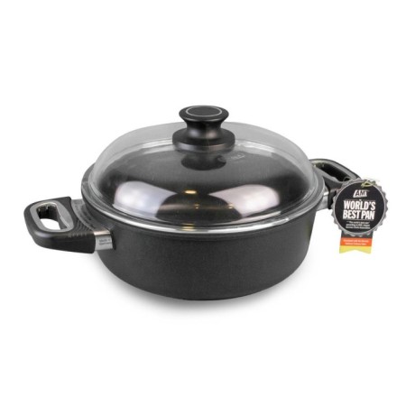 Amt 32 Cm Cam Kapaklı Kısa Tencere