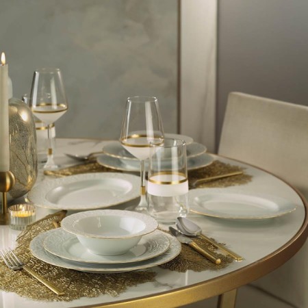 Kütahya Porselen BSK51YT520 Basak Mat Altın 51 Parça 12 Kişilik Yemek Takımı