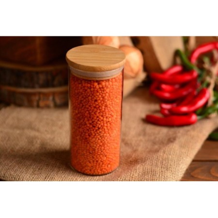 Bambum Duru Orta Cam Saklama Kabı B1406