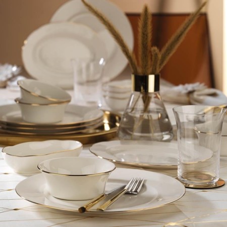 Kütahya Porselen INBNKL16KH20 6 Kişilik 16 Parça İnci Bone Yuvarlak Kahvaltı Takımı