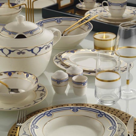 Kütahya Porselen BNKL86YT4301166816 Bone Kalıpso 12 Kişilik 86 Parça Yuvarlak Yemek Takımı