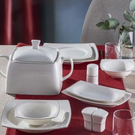 Güral Porselen GBSCR62KYT8206171 Carolıne 12 Kişilik 62 Parça Kare Yemek Takımı