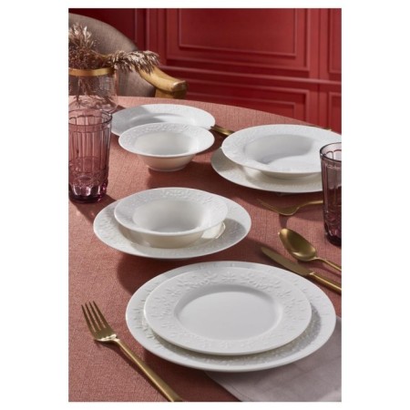Güral Porselen GBSDLB24Y400 Dilruba 6 Kişilik 24 Parça Yemek Takımı Dekorsuz