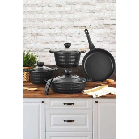 Arow 7 Parça Siyah Döküm Tencere Seti