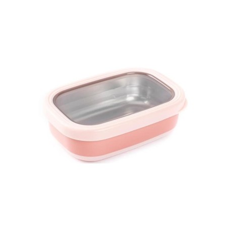 Tantitoni Tedemeı Pembe Paslanmaz Çelik Dikdörtgen Yemek Taşıma Kabı 470 Ml T6861D470P