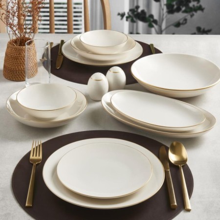 Güral Porselen GBSATN30YT30GD Atına 6 Kişilik 30 Parça Yemek Takımı Fıle Gold