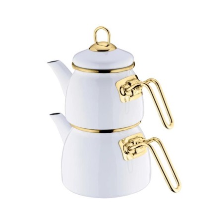 Taşev Sultan Mini Çaydanlık Takımı Beyaz T4610