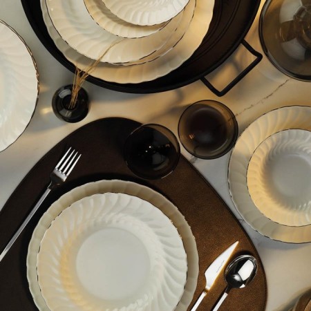 Kütahya Porselen BNLY24Y2220 Bone Lilyum 6 Kişilik 24 Parça Yemek Takımı