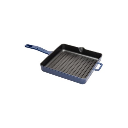 Parlak Mat Emayeli 25*25 Cm Kare Izgara Tava Parlak Koyu Mavi