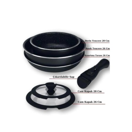 Winterbach İdeal 6 Parça Tencere Takımı Siyah SP100
