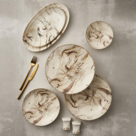 Güral Porselen GBSATN30YTE28192 Atına 6 Kişilik 30 Parça Yemek Takımı Elegant