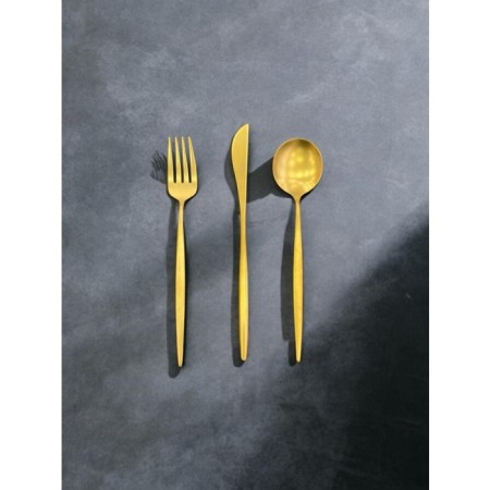 Maxx Doria Nagi Titanyum Mat Gold 12 Kişilik 84 Parça Çatal Kaşık Bıçak Takımı PA1038