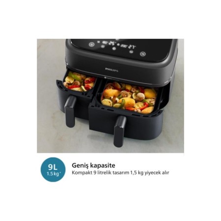 Philips Çift Hazneli Airfryer Siyah NA350/00