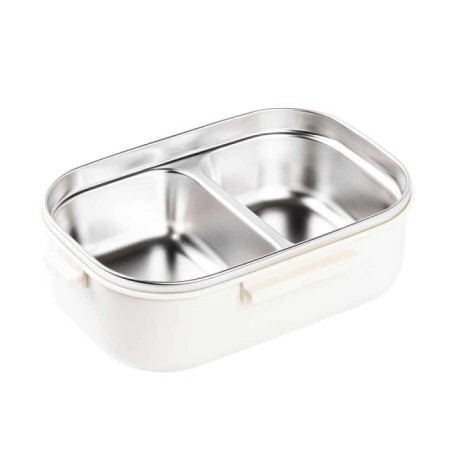 Tantitoni Bej Paslanmaz Çelik Dikdörtgen Çatal Ve Kaşıklı Yemek Taşıma Kabı 850 Ml TAN6714D850B