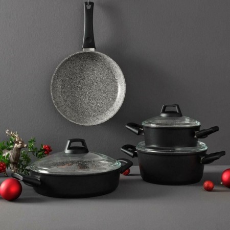 Hisar Etna Multi 7 Parça Siyah Tencere Seti