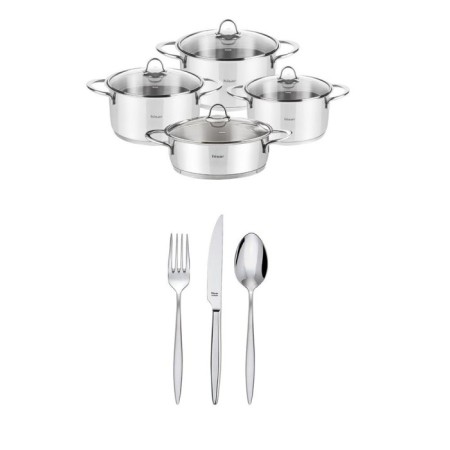 Hisar İdeal Set Lara İdeal Tencere Takımı+Mercury 84 Parça Çatal Kaşık Bıçak Takımı