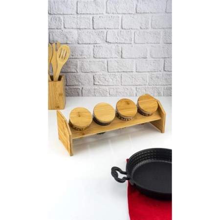 Bambum Tier 5 Parça Tek Katlı Standlı Baharatlık Seti Büyük B5783