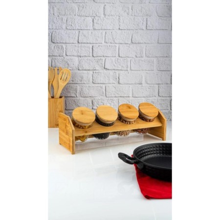 Bambum Tier 5 Parça Tek Katlı Standlı Baharatlık Seti Büyük B5783