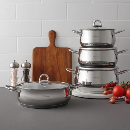 Hisar Mercury İdeal Parlak 8 Parça Tencere Seti