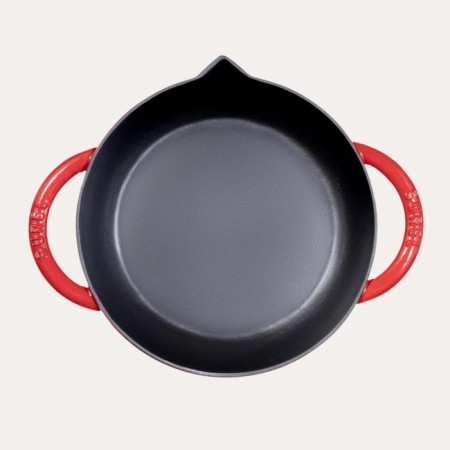 Parlak Mat Emayeli 16 Cm Yuvarlak Düz Sahan Parlak Kırmızı