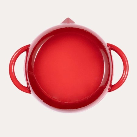 Parlak Mat Emayeli 16 Cm Yuvarlak Düz Sahan Parlak Kırmızı
