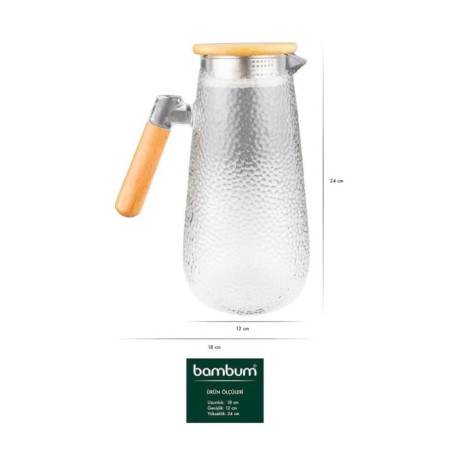 Bambum Polska Bambu Kapaklı Cam Sürahi B6427