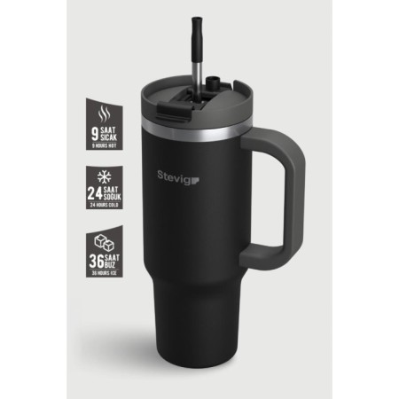 Stevıg 2 Moods Tuck-In Tumbler Sızdırmaz Çelik Termos 900 Ml Black ST-236