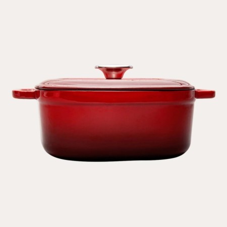 Parlak Mat Emayeli Degrade Kırmızı 24 Cm Kare Tencere