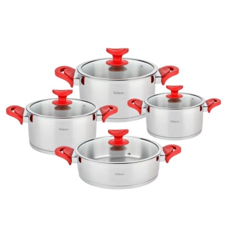 Hisar Vega Bakalit 8 Parça Tencere Takımı Soft Touch Kiremit Kırmızı