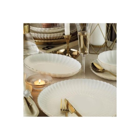 Kütahya Porselen BNLZF52YTA20 Bone Luz Form 12 Kişilik 52 Parça Gold Yemek Takımı