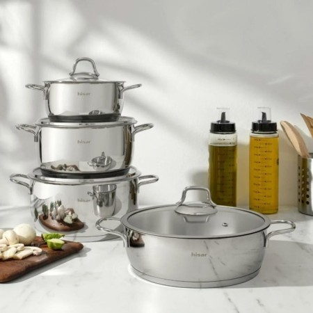 Hisar Teos 8 Parça Çelik Metal Saplı Tencere Seti