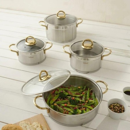 Hisar Orion Metal Titanyum Gold Kulp 8 Parça Tencere Takımı