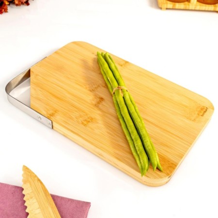 Bambum Zoe Çelik Kulplu Kesme Tahtası Dikdörtgen Küçük B6024