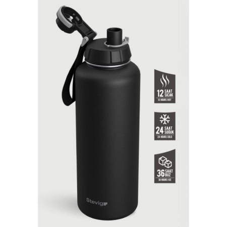 Stevıg 1 Hand Leak Proof Sızdırmaz Çelik Termos 1500 Ml Black ST-235
