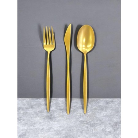 Maxx Doria Cosmos Titanyum Mat Gold 12 Kişilik 84 Parça Çatal Kaşık Bıçak Takımı PA1034