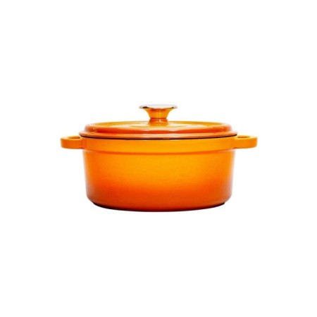 Parlak Mat Emayeli Degrade Turuncu 28 Cm Yuvarlak Tencere