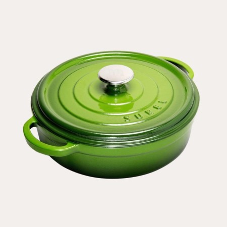 Süre Mat Emayeli Degrade Koyu Yeşil 28 Cm Yuvarlak Döküm Sığ Tencere