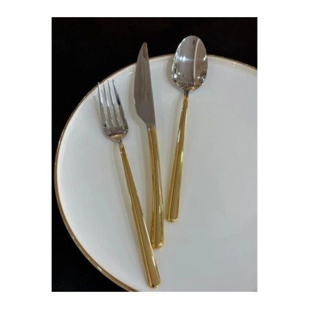 Hisar Bahama Titanyum Gold 12 Kişilik 84 Parça Çatal Kaşık Bıçak Takımı