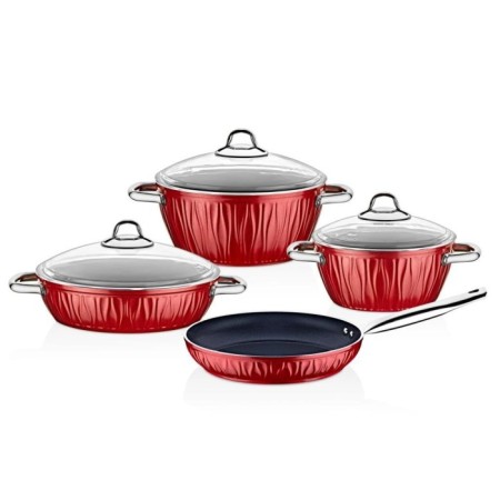 Falez Markiz 7 Parça Tencere Takımı Kırmızı MKZ1002