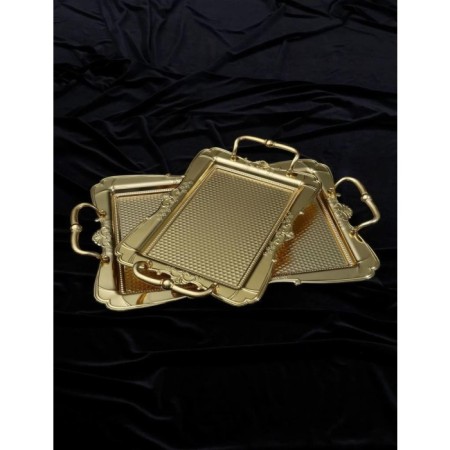 Arow Palermo Dövmeli Dikdörtgen Altın Büyük Tepsi TR-3865