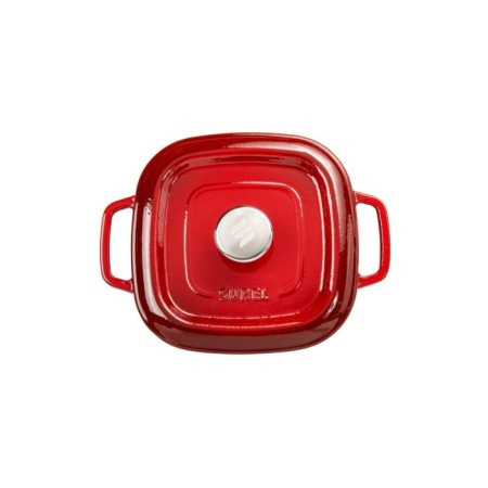 Parlak Mat Emayeli Degrade Kırmızı 26 Cm Kare Basık Tencere