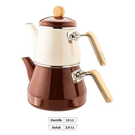 Bambum Lumino Bambu Kulplu Çaydanlık Takımı Kahverengi B6082