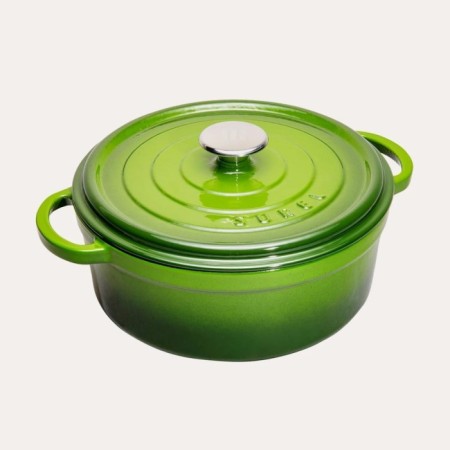 Parlak Mat Emayeli Degrade Koyu Yeşil 28 Cm Yuvarlak Tencere