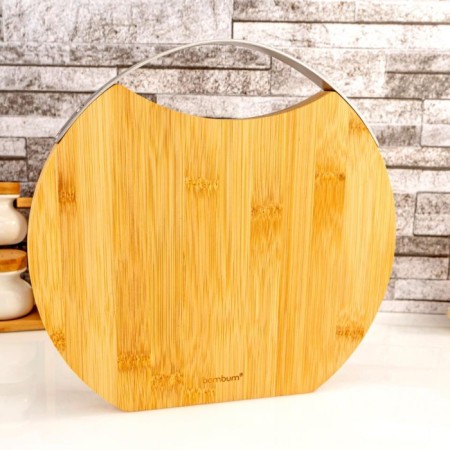 Bambum Zoe Çelik Kulplu Kesme Tahtası Yuvarlak Küçük B6020