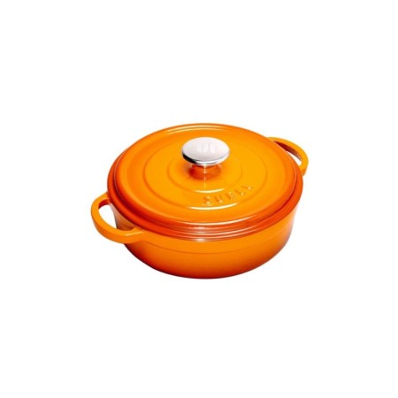 Parlak Mat Emayeli Degrade Turuncu 24 Cm Yuvarlak Sığ Tencere