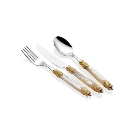 Rıvadossı Sandro Arianna Gold-Sedef 12 Kişilik 75 Parça Çatal Kaşık Bıçak Takımı ICRS17GO75A12